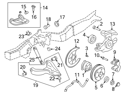 2004 GMC Sonoma Front Brakes Hub & Bearing Diagram for 12413045