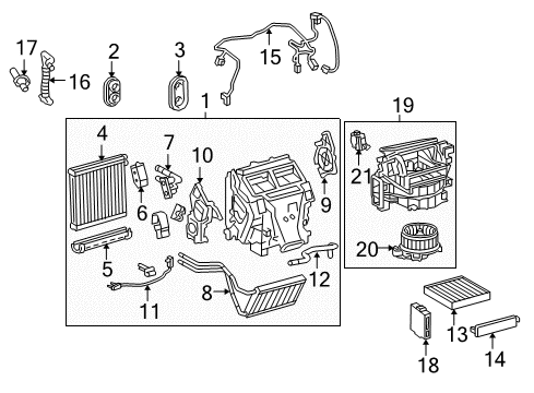 2022 Lexus GX460 Heater Core & Control Valve Fan & Motor Diagram for 87103-60400