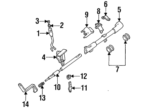 1995 Ford Bronco Steering Column Housing & Components, Shroud, Switches & Levers Shift Lever Diagram for F4TZ-7210-B