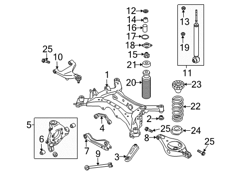 2007 Nissan Murano Rear Suspension Components, Lower Control Arm, Upper Control Arm, Stabilizer Bar Bush-Link Diagram for 55152-CA000