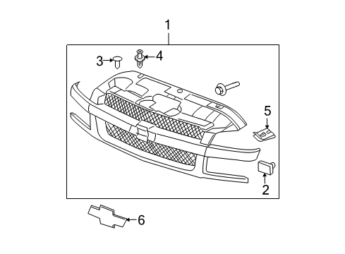 2006 Chevrolet Avalanche 2500 Grille & Components Emblem Diagram for 12335700