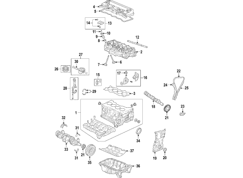 2007 Honda Civic Engine Parts, Mounts, Cylinder Head & Valves, Camshaft & Timing, Variable Valve Timing, Oil Pan, Oil Pump, Balance Shafts, Crankshaft & Bearings, Pistons, Rings & Bearings Bearing A, Main (Upper) (Blue)(Daido) Diagram for 13321-RNA-A01