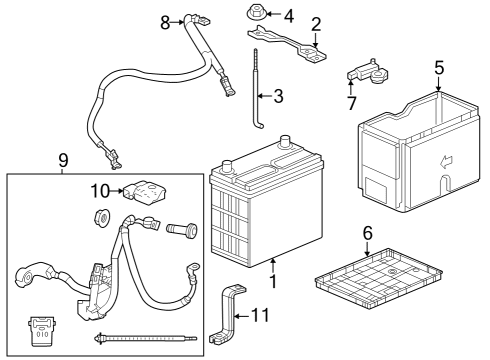 2023 Honda CR-V Battery Cover, Battery Terminal Diagram for 32418-TVA-003