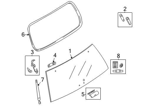 2007 Ford Explorer Glass & Hardware - Back Glass Hinge Diagram for 6L2Z-78420A68-AA