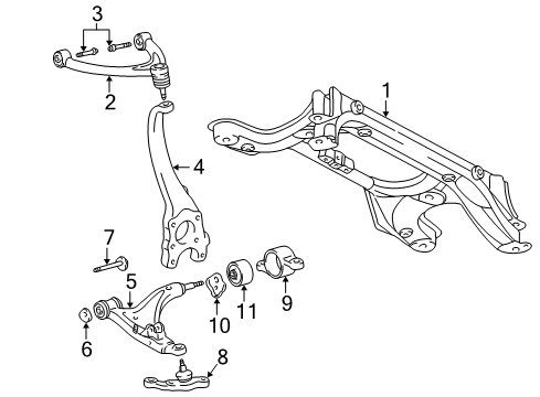 2002 Lexus LS430 Front Suspension Components, Lower Control Arm, Upper Control Arm, Ride Control, Stabilizer Bar Cam Assy, Camber Adjust Diagram for 48190-50050