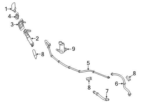 2013 Lexus LS460 Washer Components Hose Diagram for 90075-15088