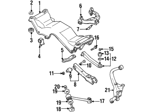 1996 Eagle Talon Rear Suspension Components, Lower Control Arm, Upper Control Arm, Stabilizer Bar Bolt Diagram for MB844521