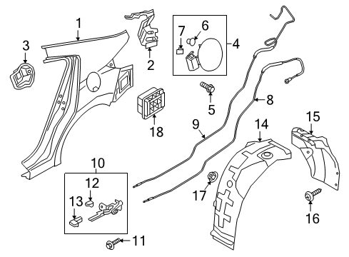 2020 Hyundai Elantra Quarter Panel & Components Guard-Rear Wheel, LH Diagram for 86821-F3500