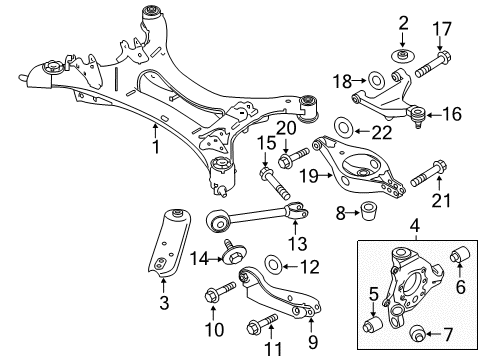 2016 Nissan Quest Rear Suspension Components, Lower Control Arm, Upper Control Arm Bolt Diagram for 55226-JA00B