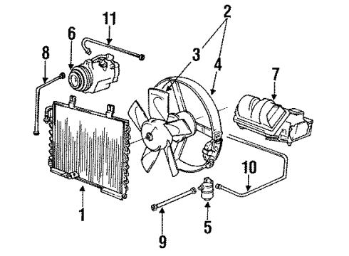 1991 BMW 318i Air Conditioner Pressure Hose, Compressor-Condenser Diagram for 64538391046