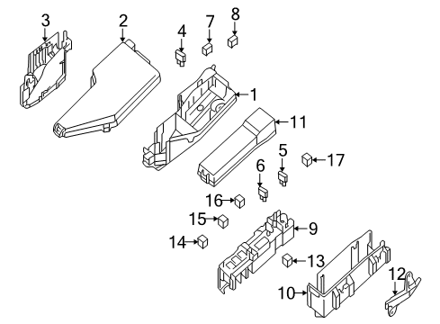 2007 Nissan Altima Fuse & Relay Cover Relay Box Diagram for 24382-JA40B