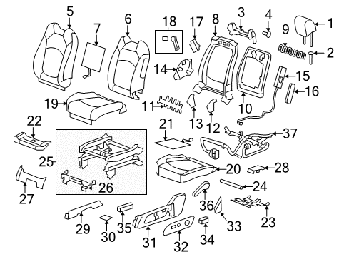 2009 Buick Enclave Driver Seat Components Adjust Switch Diagram for 12451495