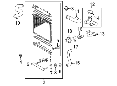 2016 Toyota Yaris Radiator & Components Radiator Assembly Diagram for 16400-21381