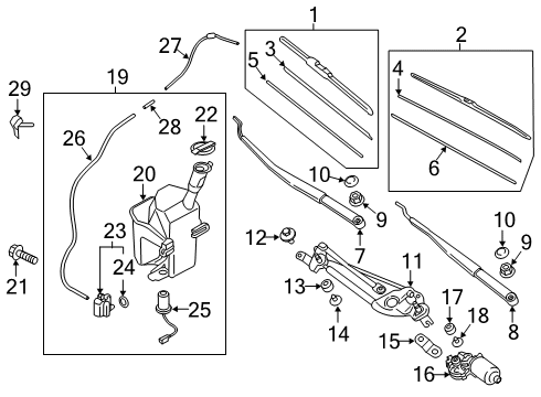 2021 Hyundai Veloster Wiper & Washer Components Crank Arm-Windshield WIPER Motor Diagram for 98160-3X000