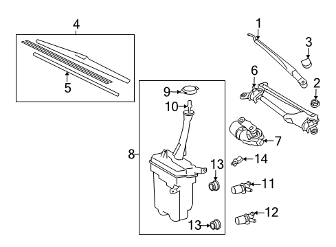 2010 Toyota Matrix Wiper & Washer Components Rear Motor Diagram for 85130-02040