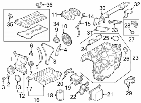 2023 Mitsubishi Outlander PHEV Engine Parts, Mounts, Cylinder Head & Valves, Camshaft & Timing, Variable Valve Timing, Oil Pan, Balance Shafts, Crankshaft & Bearings, Pistons, Rings & Bearings Plate-CRANKSHAFT Thrust Diagram for MN176556