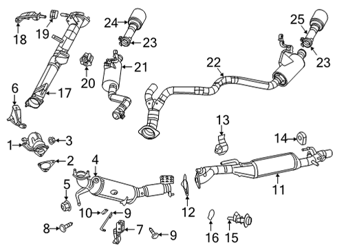 2023 Ram 1500 Exhaust Components Converter-Catalytic Diagram for 68414942AB