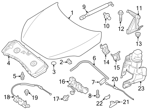 2019 Infiniti QX50 Hood & Components Bumper-Hood Diagram for 62840-4RA0A