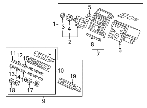 2006 Acura RL Cluster & Switches, Instrument Panel Display Assembly, Automatic Air Conditioner (Rubber Gray) Diagram for 79650-SJA-A01ZA
