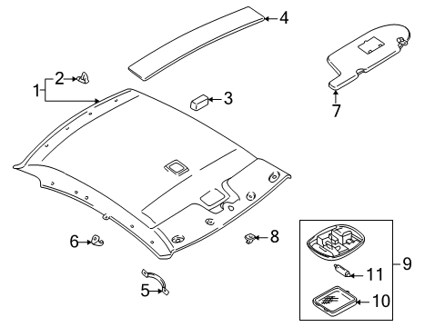 2000 Nissan Altima Interior Trim - Roof Lamp Assembly-Room Diagram for 26410-9E011