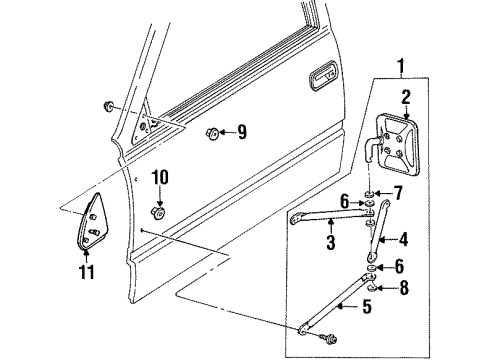 1994 GMC K1500 Outside Mirrors Mirror Pkg, Outside Rear View (10.185/16.068) Diagram for 19177489
