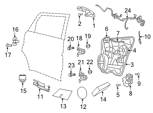 2014 Dodge Journey Rear Door - Lock & Hardware Rear Door Diagram for 68466852AA