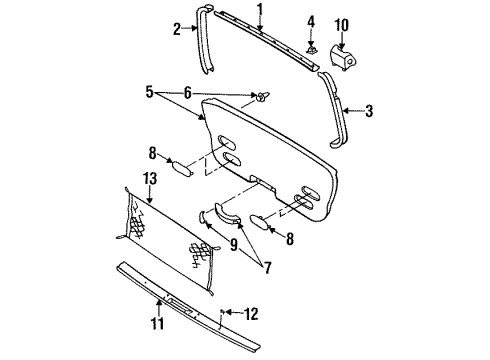 1996 Nissan Quest Interior Trim - Lift Gate GARNISH Assembly-Back Door Top Diagram for 90904-1B003