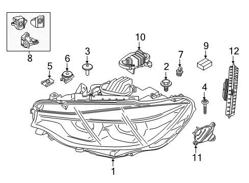 2020 BMW 440i Headlamps, Headlamp Washers/Wipers Left Headlight Diagram for 63117478155