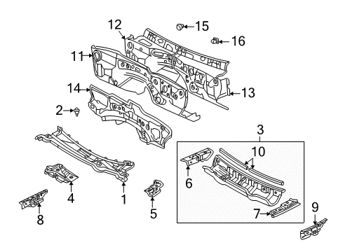 2005 Lexus SC430 Cowl & Components INSULATOR Assembly, Dash Diagram for 55230-24011