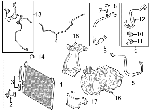 2023 Toyota Sequoia Condenser, Compressor & Lines Clamp, Piping Diagram for 88718-58050