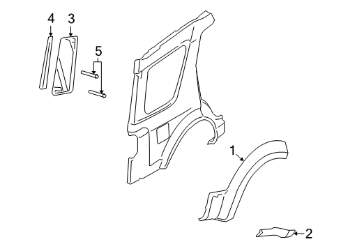2008 Ford Taurus X Exterior Trim - Quarter Panel Wheel Opening Molding Diagram for 8A4Z-7429164-AAPTM