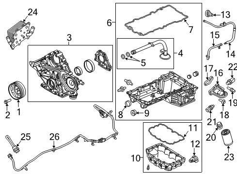 2016 Ford F-250 Super Duty Engine Parts, Mounts, Cylinder Head & Valves, Camshaft & Timing, Variable Valve Timing, Oil Cooler, Oil Pan, Oil Pump, Crankshaft & Bearings, Pistons, Rings & Bearings Air Tube Bolt Diagram for -W500300-S437