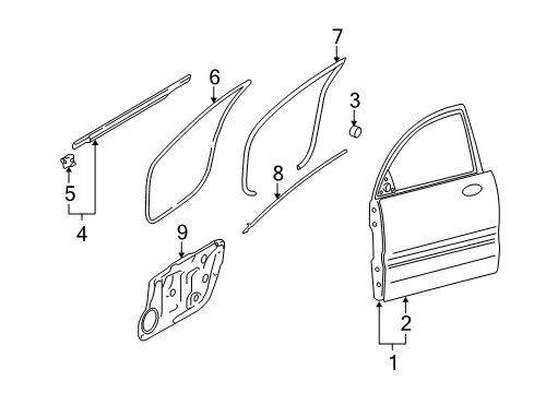 2010 Hyundai Azera Front Door Weatherstrip-Front Door Body Side LH Diagram for 82110-3L000-WK