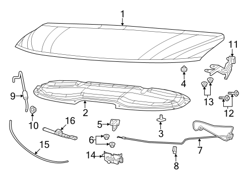 2021 Chrysler Voyager Hood & Components SILENCER-Hood Diagram for 68225645AB