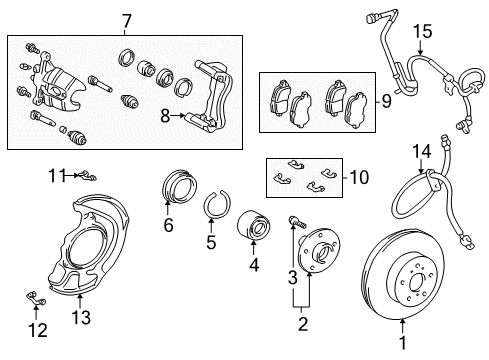 2005 Toyota Highlander Brake Components Hose, Flexible Diagram for 90947-02F65