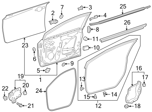 2023 Toyota GR Corolla Door & Components Outer Panel Diagram for 67111-02280