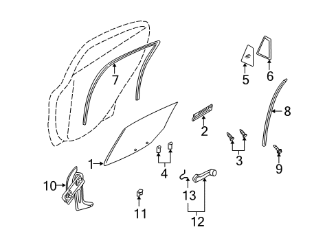 2004 Kia Rio Rear Door Bolt Diagram for K997960608