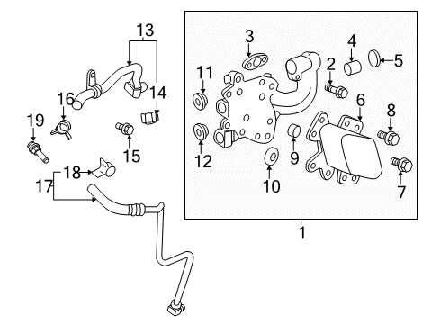 2013 Cadillac CTS Engine Parts, Mounts, Cylinder Head & Valves, Camshaft & Timing, Oil Pan, Oil Pump, Crankshaft & Bearings, Pistons, Rings & Bearings, Variable Valve Timing Cooler Diagram for 12607900