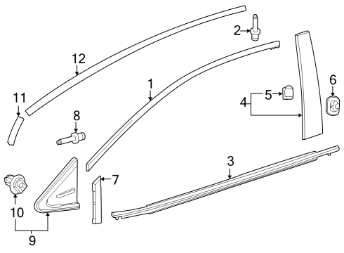 2023 Toyota GR Corolla Exterior Trim - Front Door Corner Trim Diagram for 60117-02210