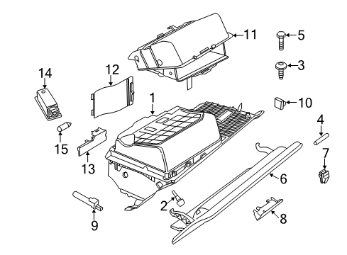 2015 BMW 535i GT Glove Box Glove Box Damper Diagram for 51169142637