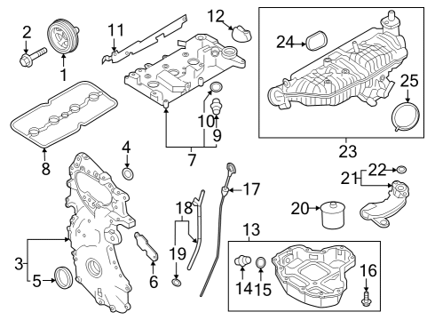 2022 Infiniti QX55 Engine Parts, Mounts, Cylinder Head & Valves, Camshaft & Timing, Variable Valve Timing, Oil Cooler, Oil Pan, Oil Pump, Balance Shafts, Crankshaft & Bearings Cover-Rocker Cover Diagram for 132B1-5NA1A
