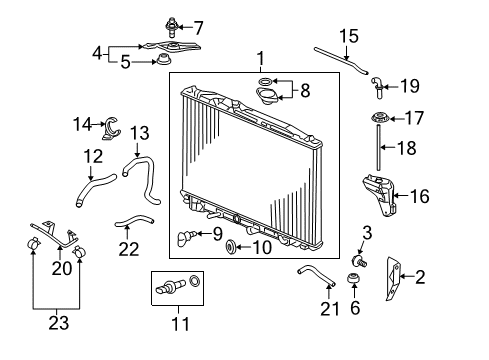 2009 Acura RL Powertrain Control Clip, FR. Grille Diagram for 91503-S7A-003