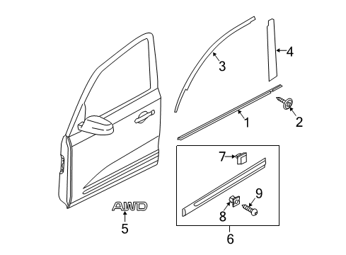 2011 Kia Sorento Exterior Trim - Front Door WEATHERSTRIP Assembly-Front Door Belt Diagram for 822201U010