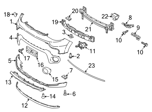 2019 Kia Soul A/C & Heater Control Units Cover-Front Bumper, Center Diagram for 86513B2500