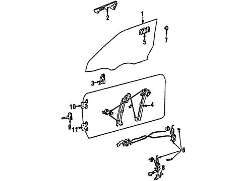 1987 Toyota MR2 Glass - Door Motor Assy, Power Window Regulator, Front LH Diagram for 85720-17020