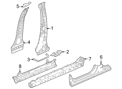 2024 Honda HR-V Center Pillar & Rocker, Rocker Bolt-Washer, 8X35 Diagram for 93404-08035-08