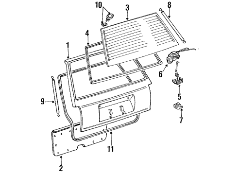 1987 Toyota Cressida Trunk Gate Diagram for 67005-23021