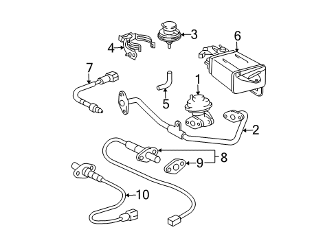 2000 Toyota Tacoma Powertrain Control EGR Valve Diagram for 25620-75050