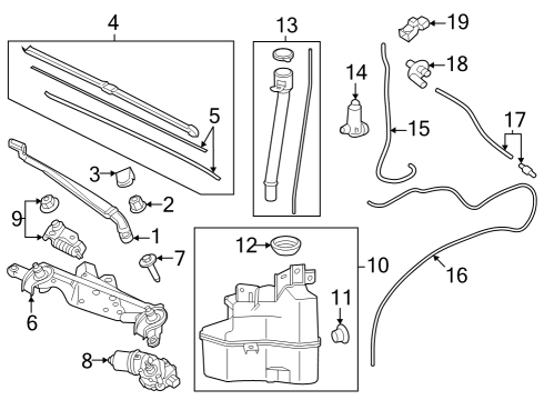 2023 Toyota Prius AWD-e Wipers ARM, FR WIPER, RH Diagram for 85211-47250
