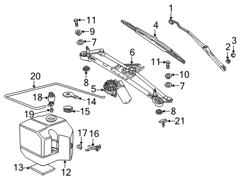 2002 BMW Z3 Wiper & Washer Components Left Wiper Arm Diagram for 61618389549